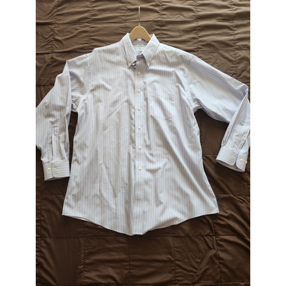 Brooks Brothers 346 Original Polo Shirt Slim Fit Non-Iron Dress Shirt 17.5 34/35